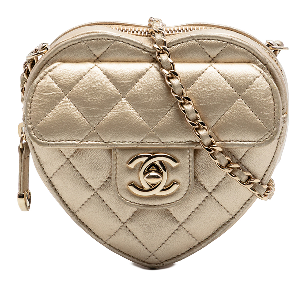 Pre-Loved Chanel Mini Metallic Lambskin CC in Love Heart Crossbody